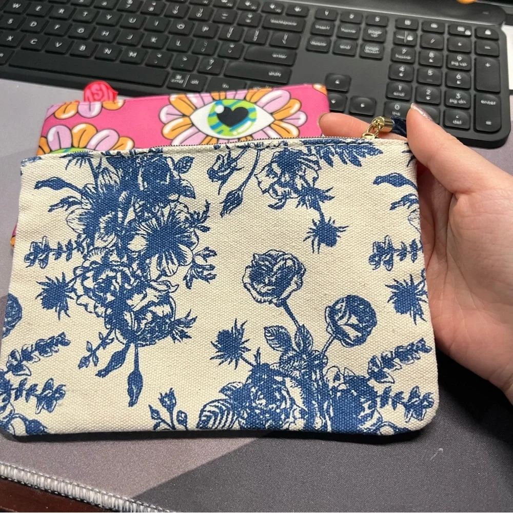 2 floral makeup pouch July sale